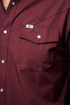 CORE - Men's Maroon Long Sleeve Pearl Snap Shirt