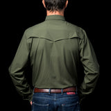 CORE - Men's Olive Green Long Sleeve Pearl Snap Shirt