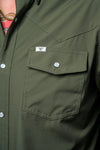 CORE - Men's Olive Green Long Sleeve Pearl Snap Shirt