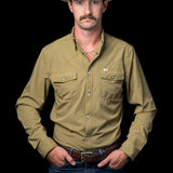 CORE - Men's Khaki Long Sleeve Pearl Snap Shirt