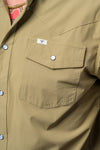 CORE - Men's Khaki Long Sleeve Pearl Snap Shirt