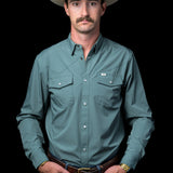 CORE - Men's Aqua Long Sleeve Pearl Snap Shirt