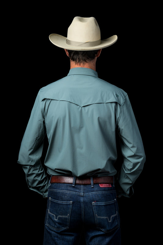 CORE - Men's Aqua Long Sleeve Pearl Snap Shirt