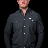 CORE - Men's Grey Long Sleeve Pearl Snap Shirt