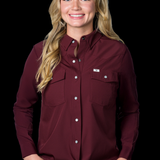 CORE - Women's Maroon Long Sleeve Pearl Snap Shirt