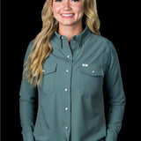 CORE - Women's Aqua Long Sleeve Pearl Snap Shirt