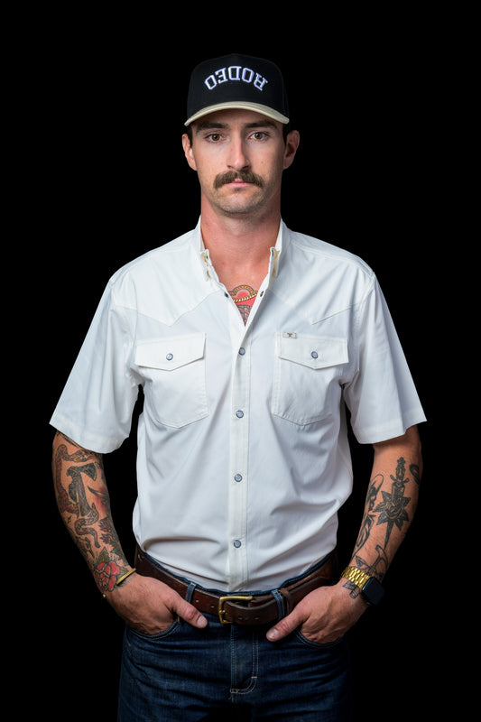 CORE - Men's White Short Sleeve Pearl Snap Shirt