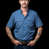 CORE - Men's Blue Short Sleeve Pearl Snap Shirt