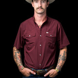 CORE - Men's Maroon Short Sleeve Pearl Snap Shirt