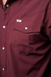 CORE - Men's Maroon Short Sleeve Pearl Snap Shirt