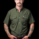 CORE - Men's Olive Green Short Sleeve Pearl Snap Shirt