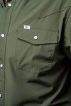 CORE - Men's Olive Green Short Sleeve Pearl Snap Shirt