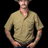 CORE - Men's Khaki Short Sleeve Pearl Snap Shirt