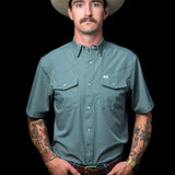 CORE - Men's Aqua Short Sleeve Pearl Snap Shirt