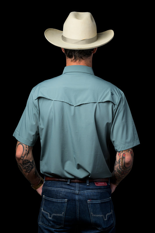 CORE - Men's Aqua Short Sleeve Pearl Snap Shirt