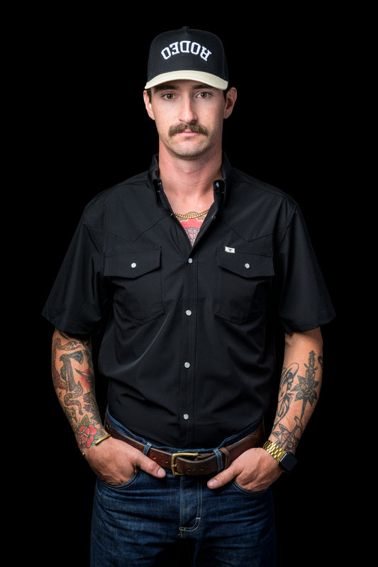 CORE - Men's Black Short Sleeve Pearl Snap Shirt