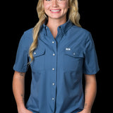 CORE - Women's Blue Short Sleeve Pearl Snap Shirt