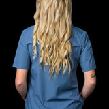 CORE - Women's Blue Short Sleeve Pearl Snap Shirt