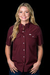 CORE - Women's Maroon Short Sleeve Pearl Snap Shirt