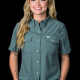 CORE - Women's Aqua Short Sleeve Pearl Snap Shirt