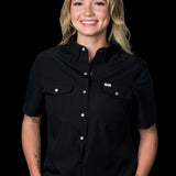 CORE - Women's Black Short Sleeve Pearl Snap Shirt