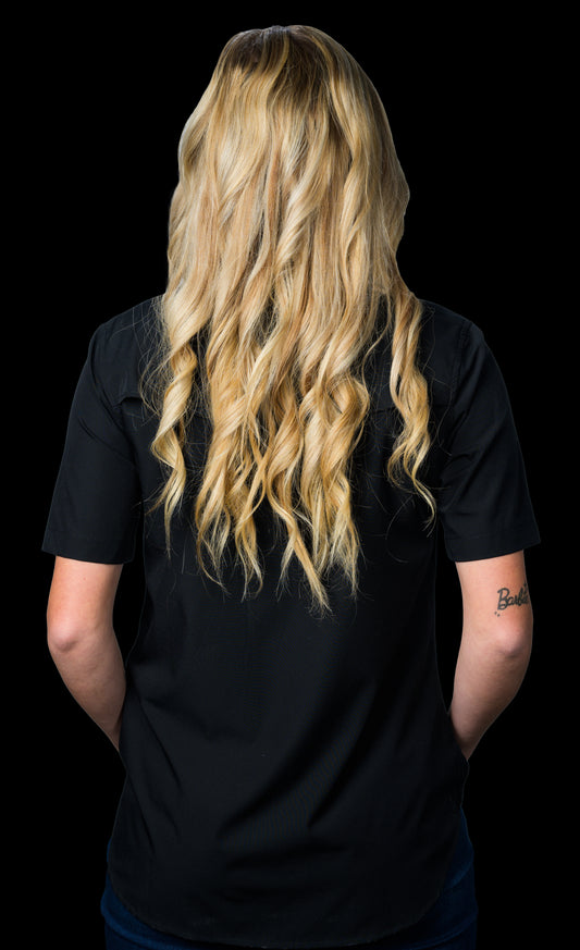 CORE - Women's Black Short Sleeve Pearl Snap Shirt