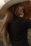 CORE - Women's Black Short Sleeve Pearl Snap Shirt