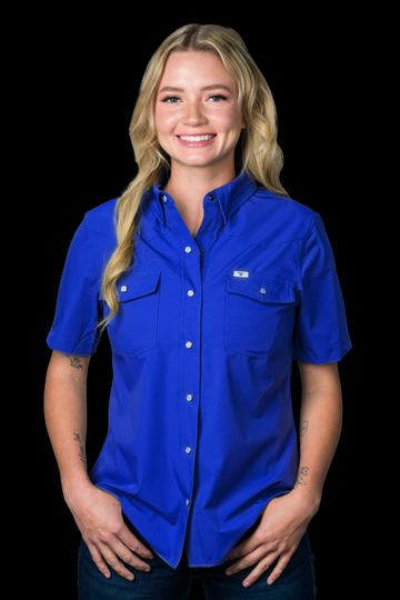 CORE - Women's Cobalt Blue Short Sleeve Pearl Snap Shirt