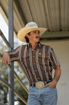 The Hatfield Short Sleeve Pearl Snap Shirt in Brown
