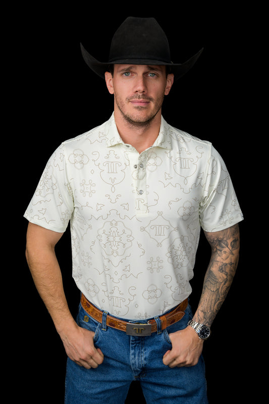 The Carson Pearl Snap Polo in Cream