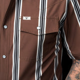 The Hatfield Short Sleeve Pearl Snap Shirt in Brown