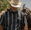 The Hatfield Short Sleeve Pearl Snap Shirt in Blue