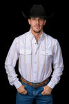 The Tristan Long Sleeve Pearl Snap Shirt in Cream