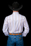 The Tristan Long Sleeve Pearl Snap Shirt in Cream