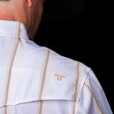The Tristan Long Sleeve Pearl Snap Shirt in Cream