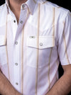 The Tristan Short Sleeve Pearl Snap Shirt in Cream