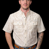 The Carson in Beige Short Sleeve Pearl Snap
