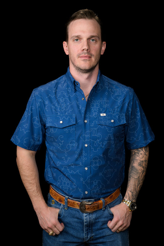 The Carson in Blue Short Sleeve Snap (FINAL SALE)