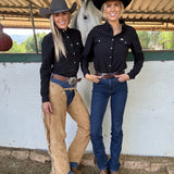 CORE - Women's Black Long Sleeve Pearl Snap Shirt