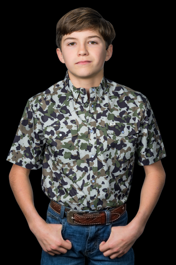 Kid's Camo 2.0 Short Sleeve Pearl Snap Shirt