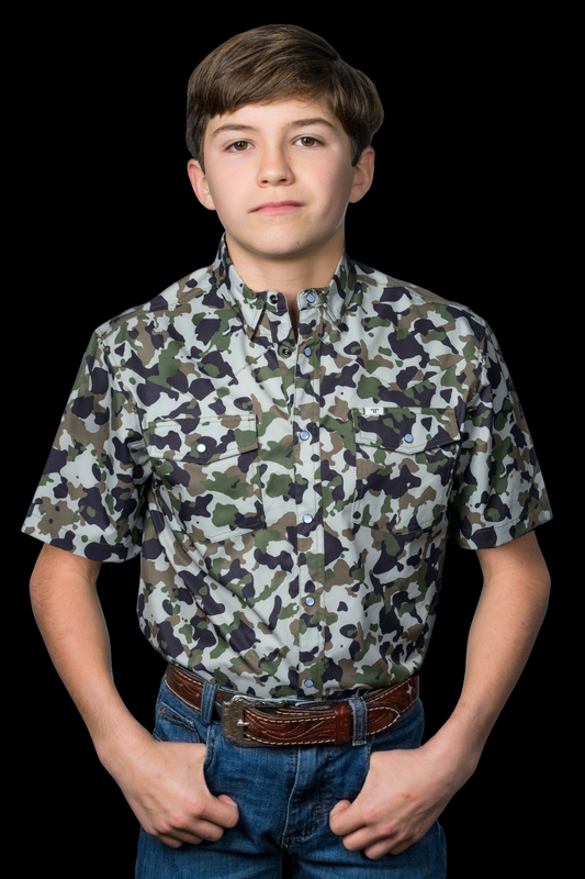 Kid's Camo 2.0 Short Sleeve Pearl Snap Shirt