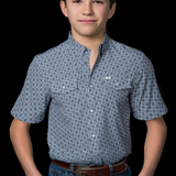 Kid's Colton in Blue Short Sleeve Pearl Snap