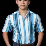 Kid's Harrison in Blue Short Sleeve Pearl Snap