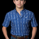 Kid's Maverick in Blue Short Sleeve Pearl Snap