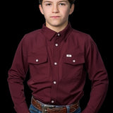 CORE - Kid's Maroon Long Sleeve Pearl Snap Shirt