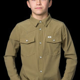 CORE - Kid's Khaki Long Sleeve Pearl Snap Shirt