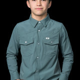 CORE - Kid's Aqua Long Sleeve Pearl Snap Shirt