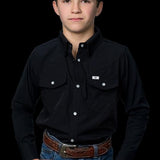 CORE - Kid's Black Long Sleeve Pearl Snap Shirt