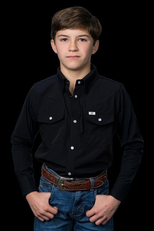 CORE - Kid's Black Long Sleeve Pearl Snap Shirt