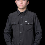CORE - Kid's Grey Long Sleeve Pearl Snap Shirt